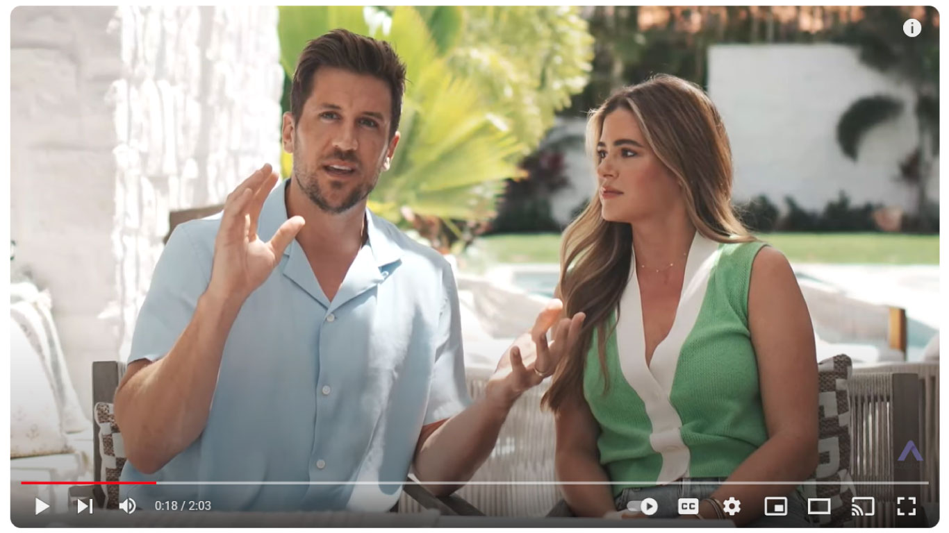 Jojo Fletcher, Dallas-born celebrity and her husband Jordan Rodgers talking about their Azenco Outdoor pergola.